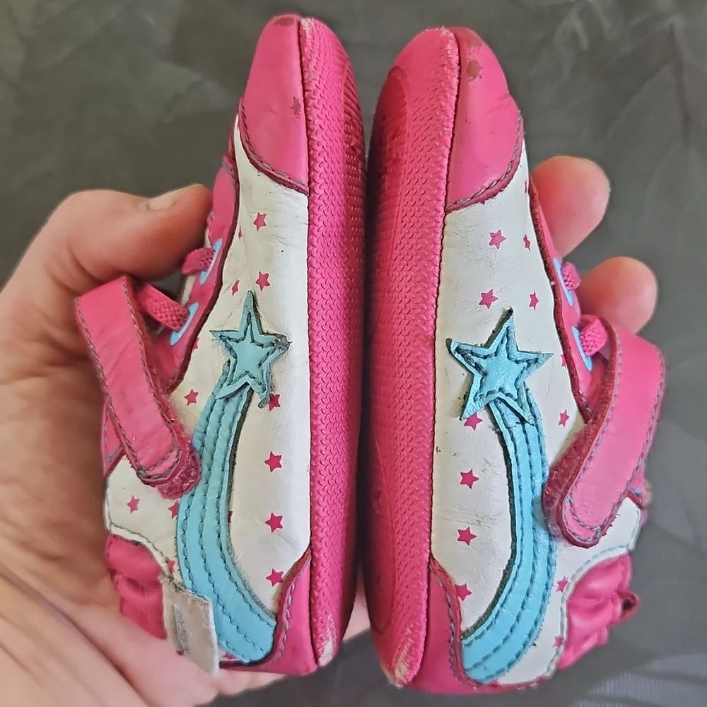 Robeez Pink & White Star Trim Baby Walker Shoes